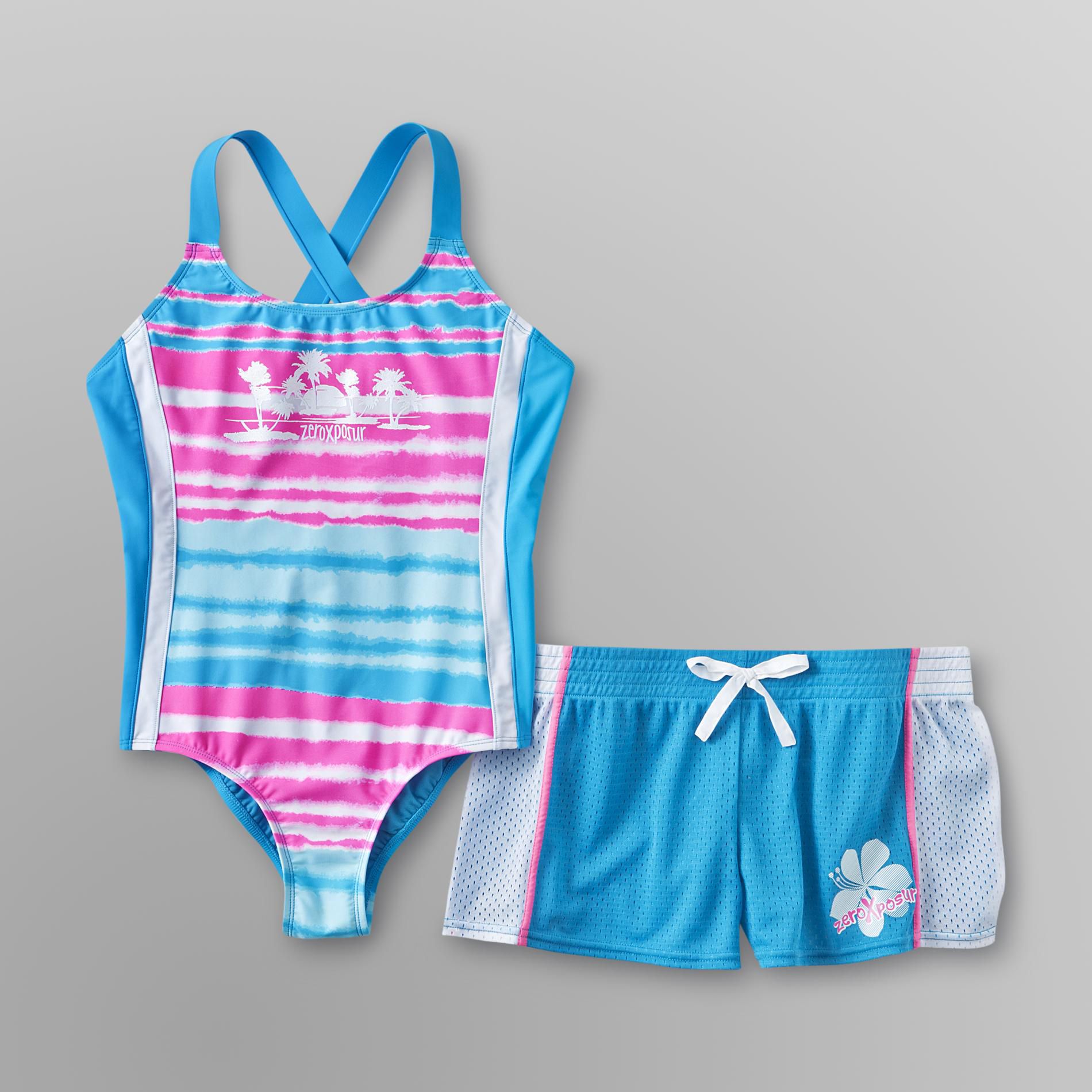 ZeroXposur Girl's Plus OnePiece Swimsuit and Shorts