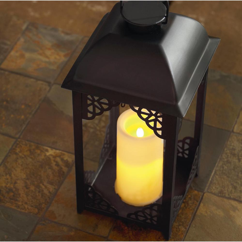 Garden Oasis Large Black Scroll Lantern with LED Candle