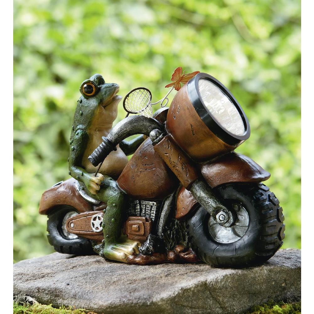 Frog on Motorcycle with Solar Light