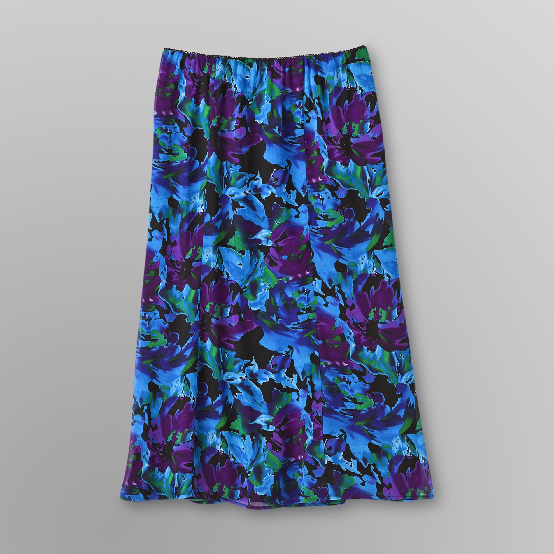 Notations Women's Plus Chiffon Skirt - Floral