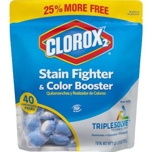 Clorox 2 Stain Remover & Color Booster Packs Scent Booster, 40 ct
