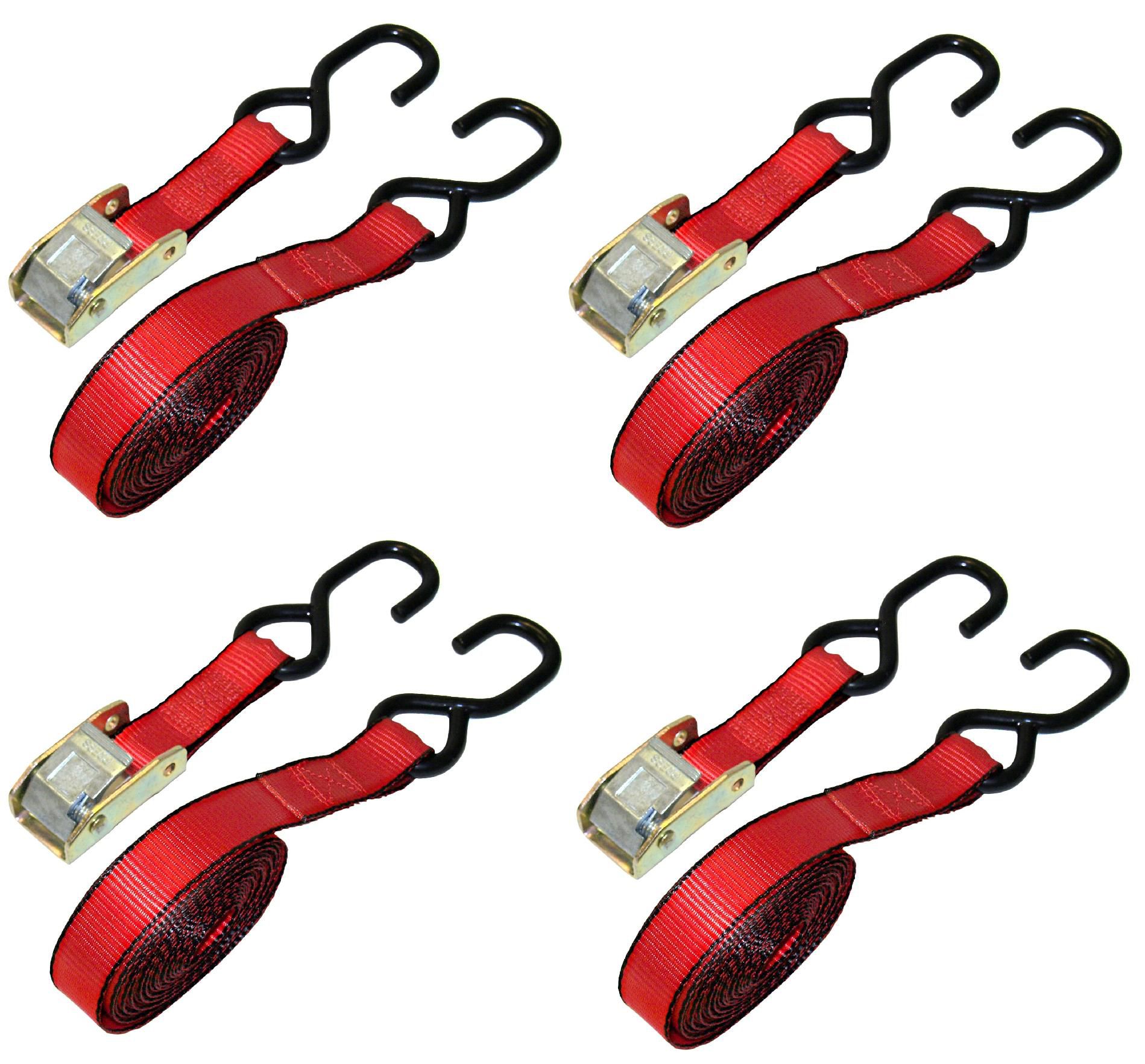 Everest 1 in. x 15 ft. Cam Buckle Tie Down Strap 1500 lbs. SHook 4PK