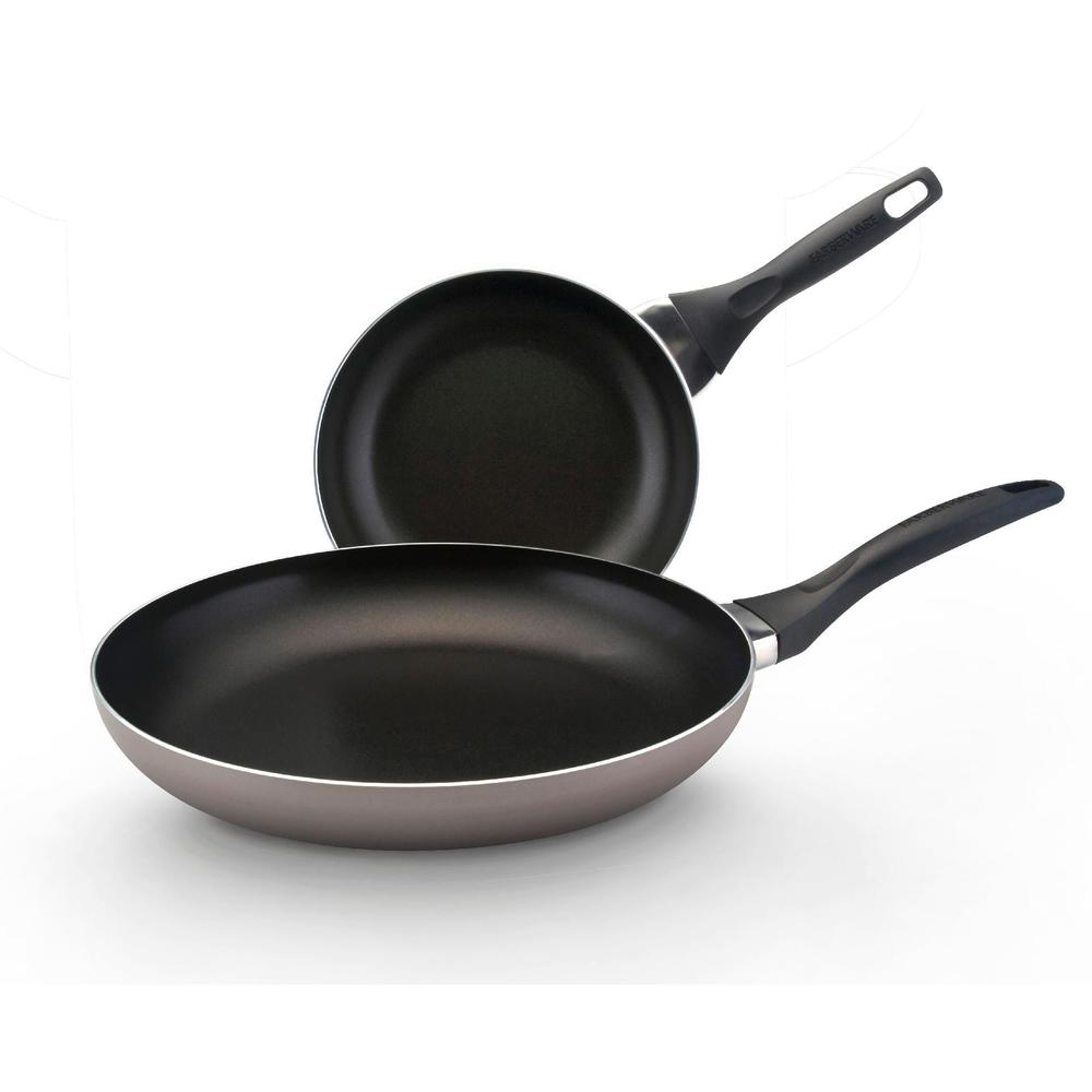 Farberware Dishwasher Safe Nonstick Twin Pack: 8-Inch and 10-Inch Open Shallow skillets, Champagne