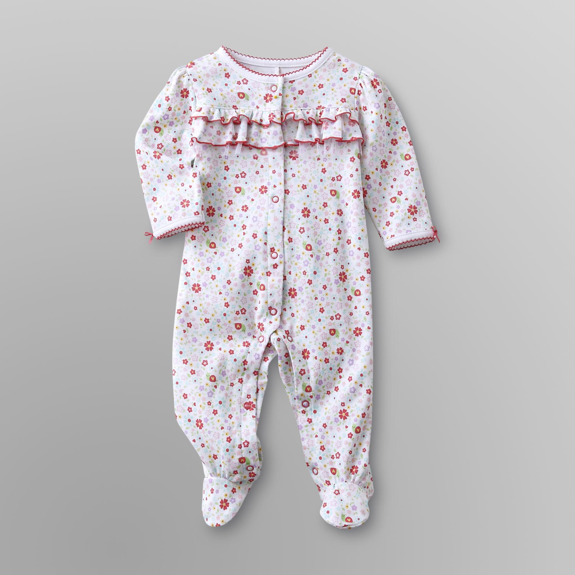 Little Wonders Newborn Girl's Sleeper Pajamas - Flowers