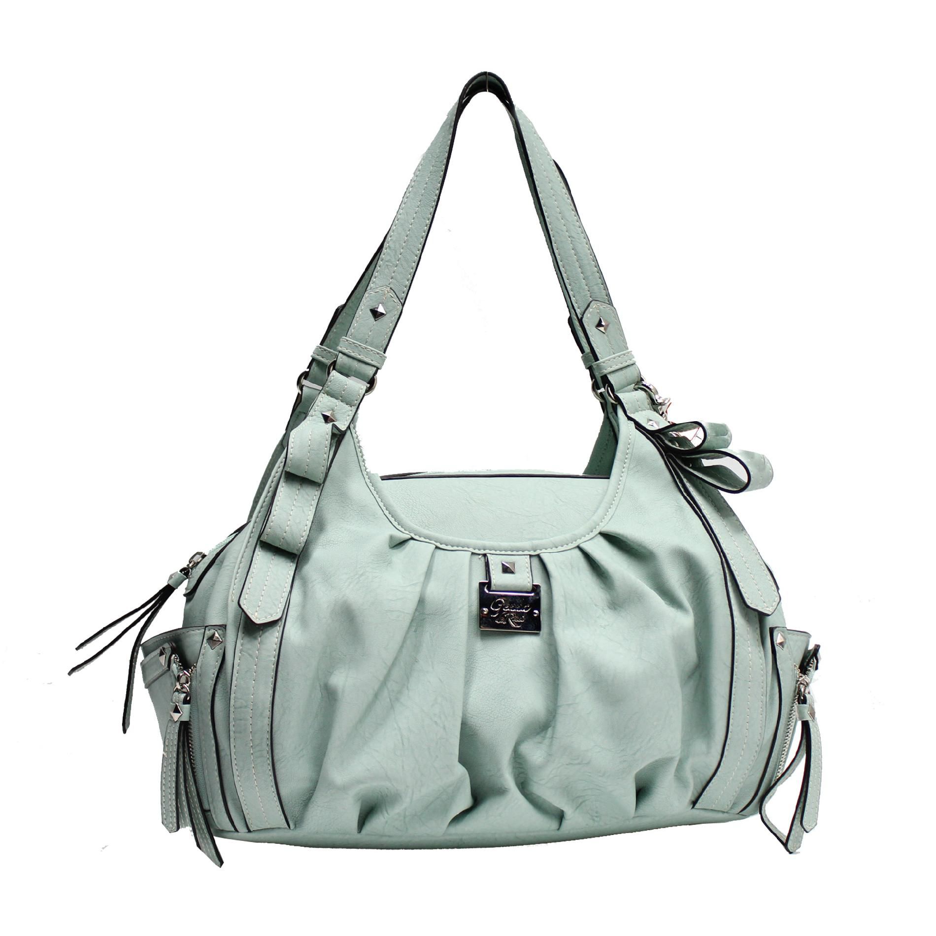Genna De Rossi Women&#8217;s High Roller Satchel Double Strap Pleated Design Handbag