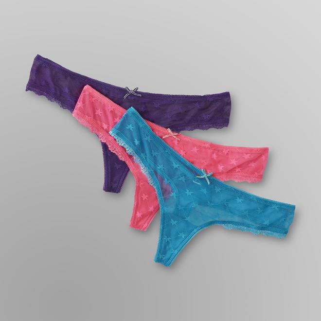 Joe Boxer 3 Pack Women's Mesh Thong Panties Stars