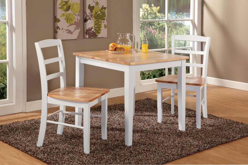 International Concepts Set of 3 pcs - 30x30 Dining Table with 2 Ladderback Chairs