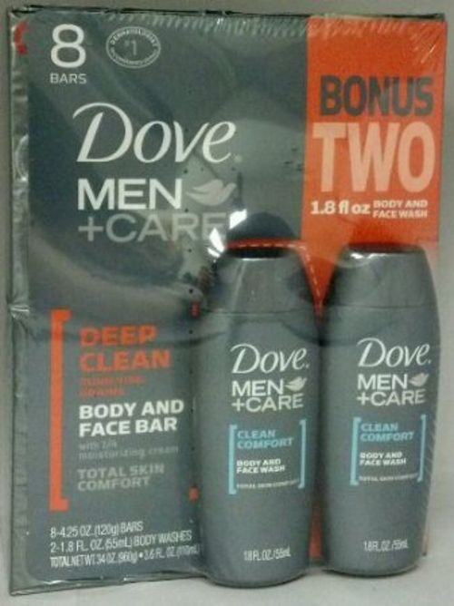 Dove Body and Face Bar Soap, Deep Clean, Total Skin Comfort, 37.6 oz