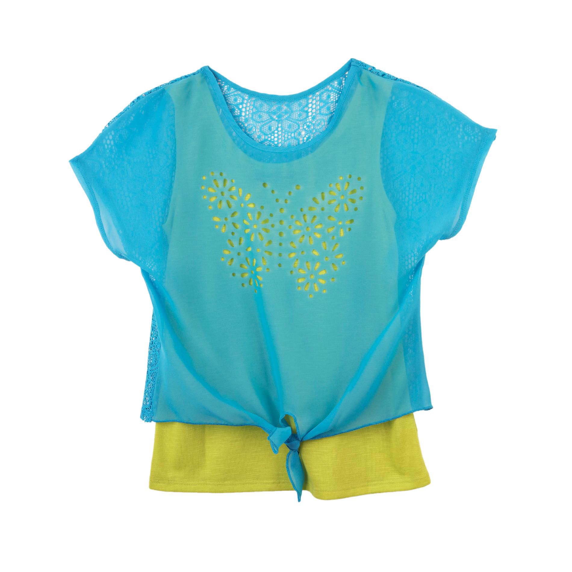 Amy's Closet Girl&#8217;s Short Sleeve Laser Cut Out Top