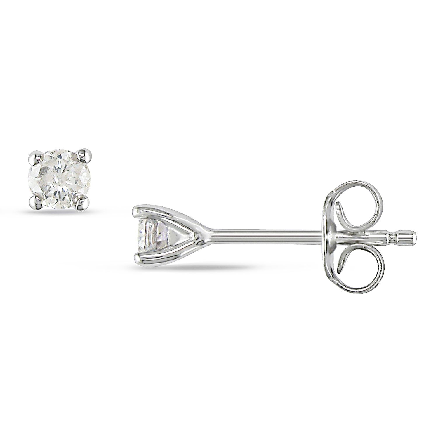 Amour 1/4 CT Martini Style 4-Prong Solitaire Earrings in Sterling Silver (J-K I3)