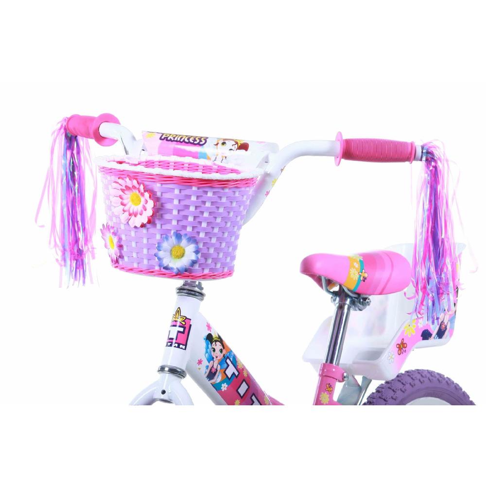 Titan Flower Princess 16-Inch BMX Bike with training wheels  streamers  doll seat  and basket