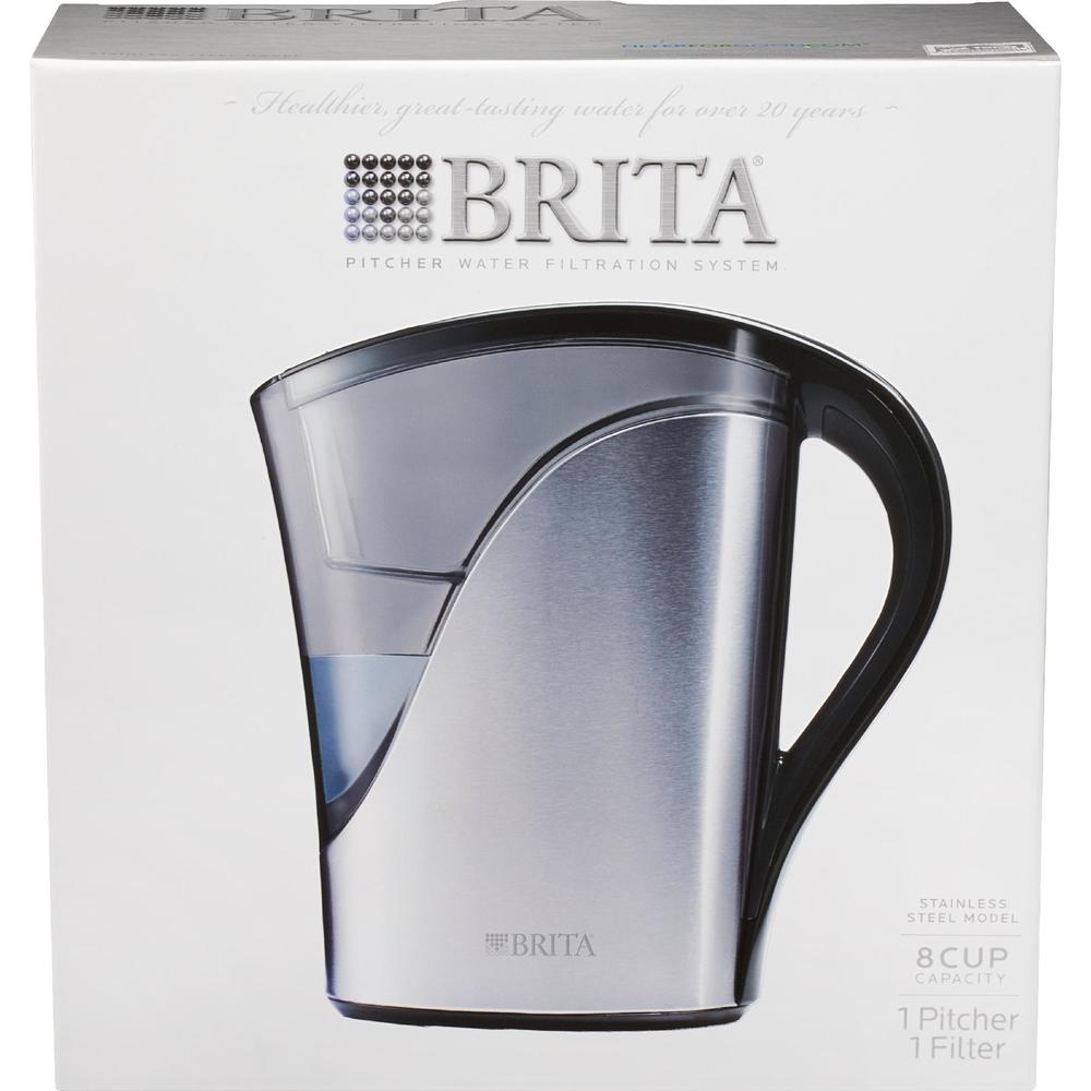 Brita 6025835792 Stainless Steel Water Filtration Pitcher, 8 Cups
