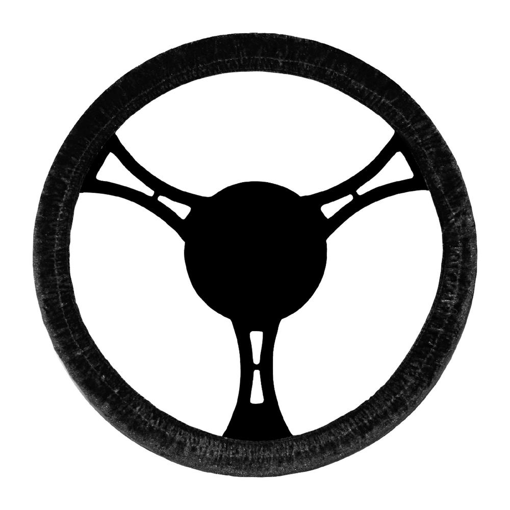 Elegant USA Black Velour Scrunchie Steering Wheel Cover