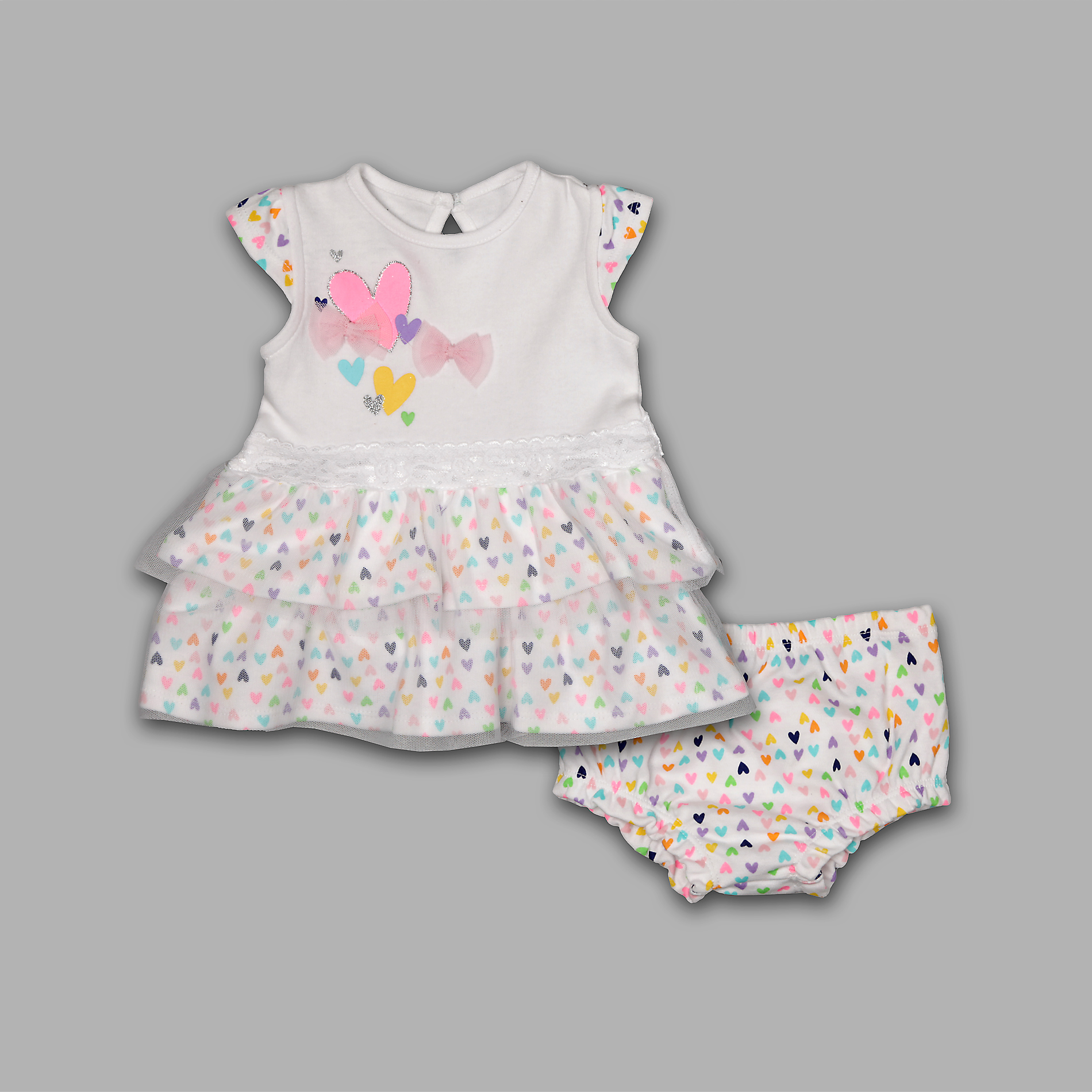 Small Wonders Infant & Toddler Girls' Jersey Lace Dress 2 Pc Set