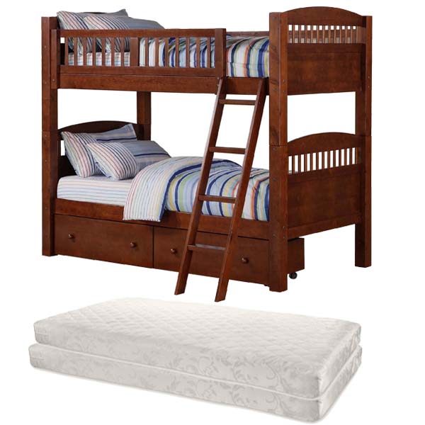 Walnut Twin Bunk Bed Bundle Home Furniture Bedroom Furniture