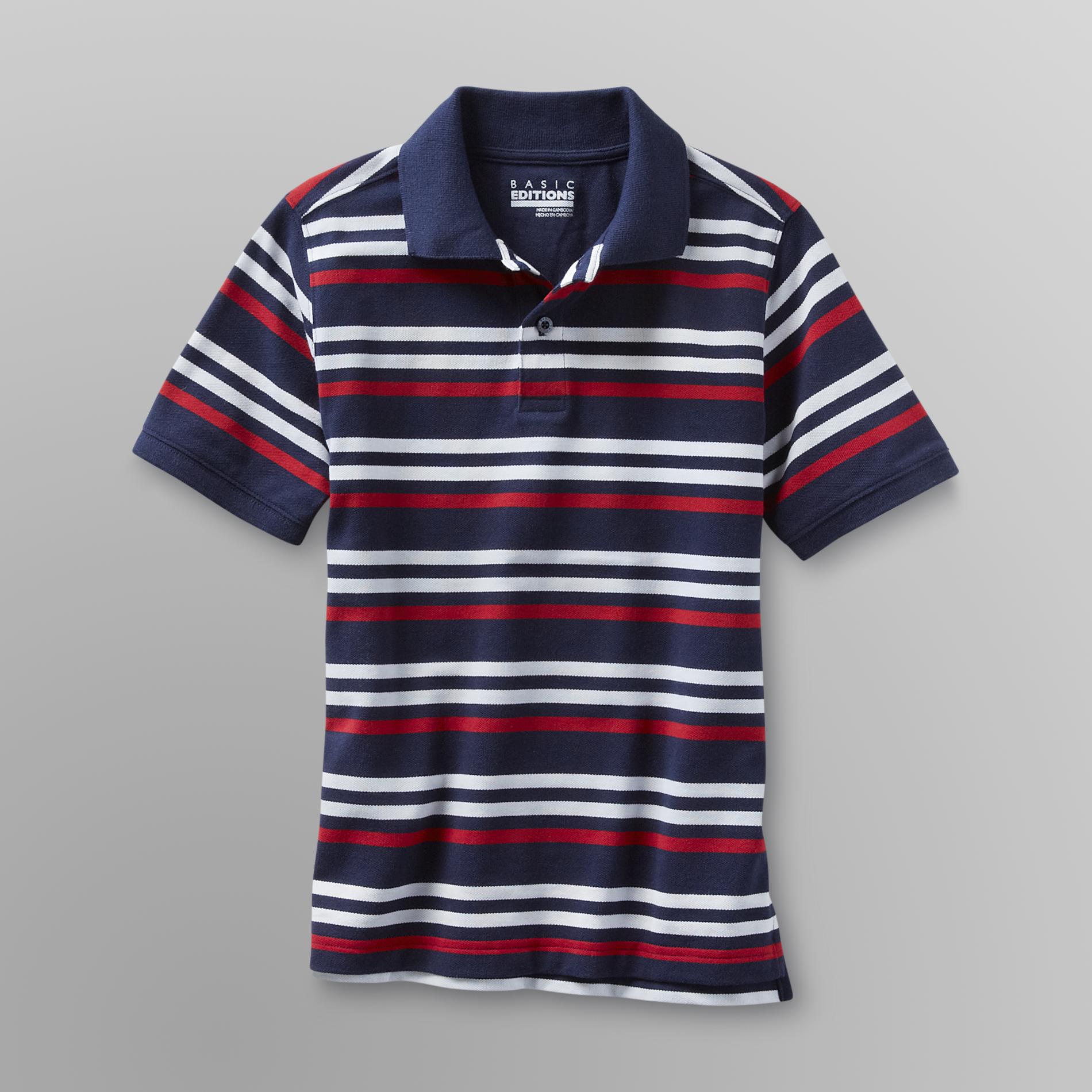 Basic Editions Boy's Mesh Polo Shirt - Striped