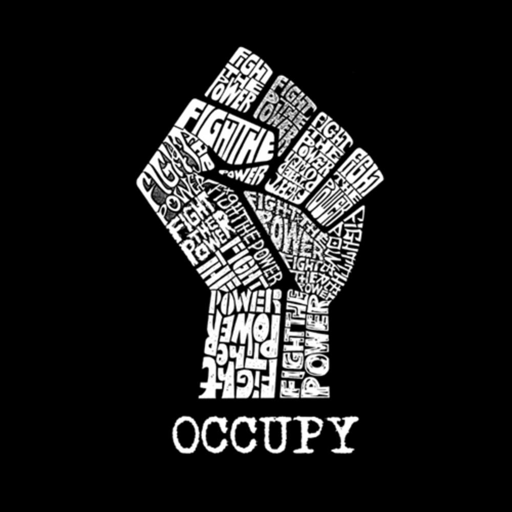 Los Angeles Pop Art Men's Big & Tall  Word Art Long Sleeve T-Shirt - Occupy Wall Street - Fight The Power