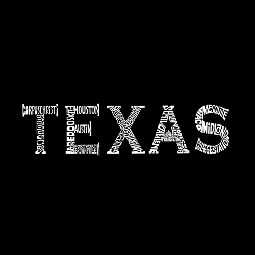 Los Angeles Pop Art Women's Word Art V-Neck T-shirt - The Great Cities of Texas - Online Exclusive