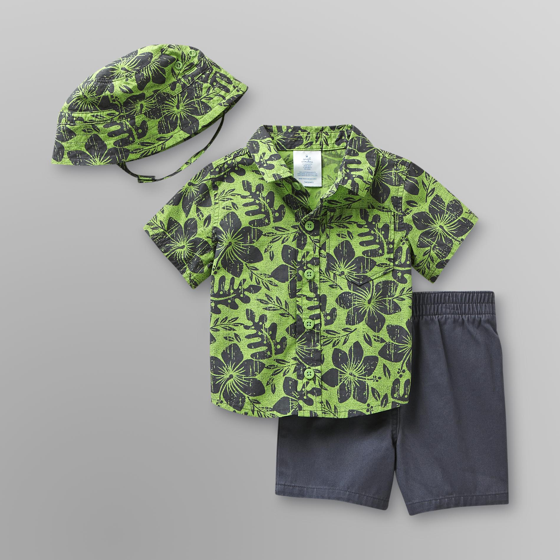 Small Wonders Infant Boy's Hawaiian Shirt  Shorts & Hat