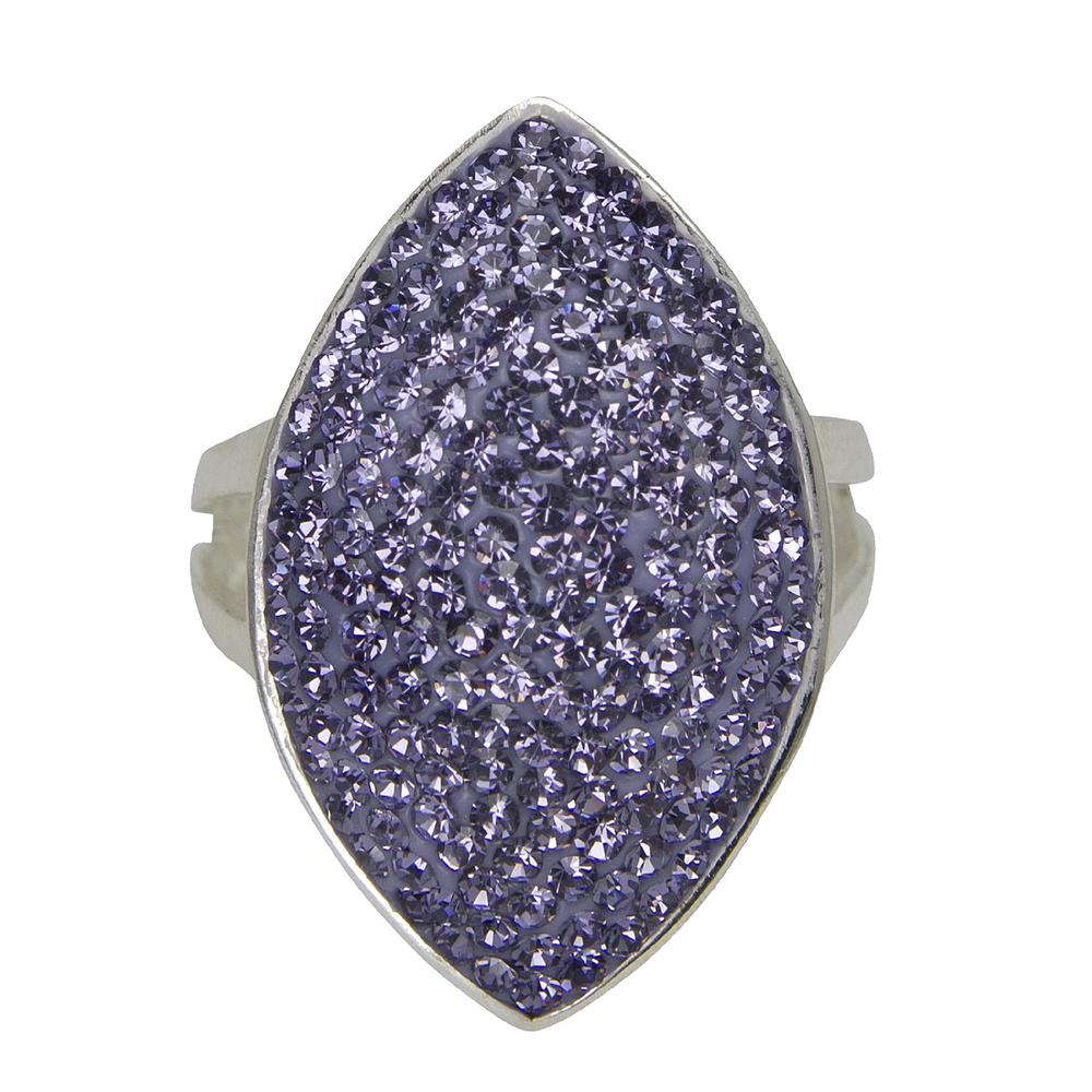 Silver Plated Brass Tanzanite Crystal Ring