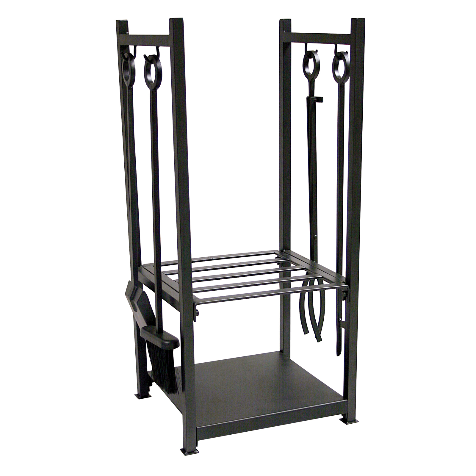 UniFlame Black Wrought Iron Log Rack with Tools