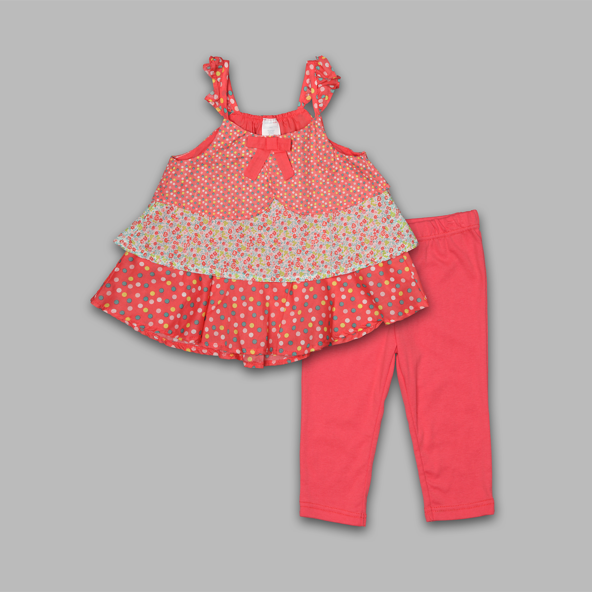 WonderKids Infant & Toddler Girl's 2 Pc Tiered Print Top & Pants Set