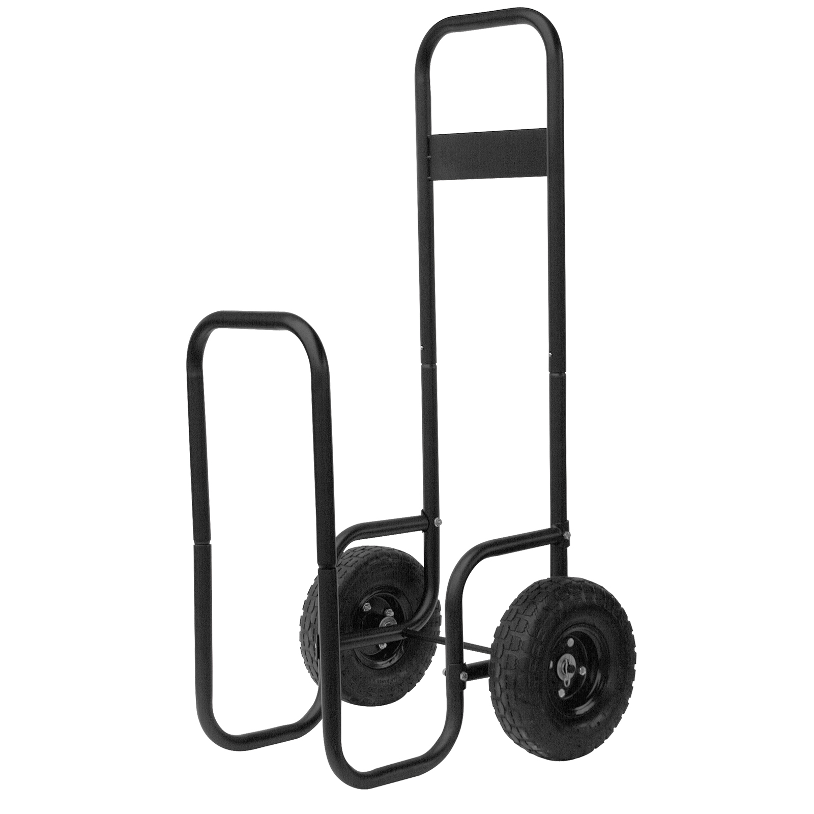 UniFlame Large Black Wrought Iron Log Rack With Wheels