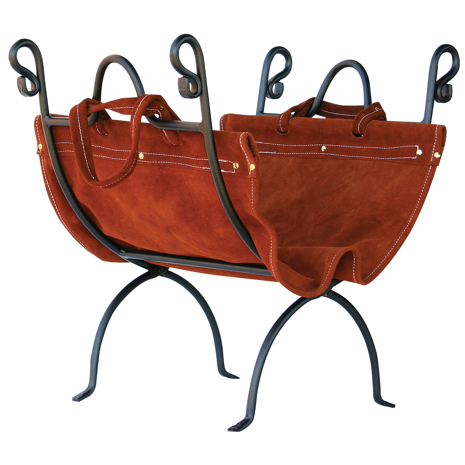 UniFlame Olde World Iron Log Holder with Suede Leather Carrier