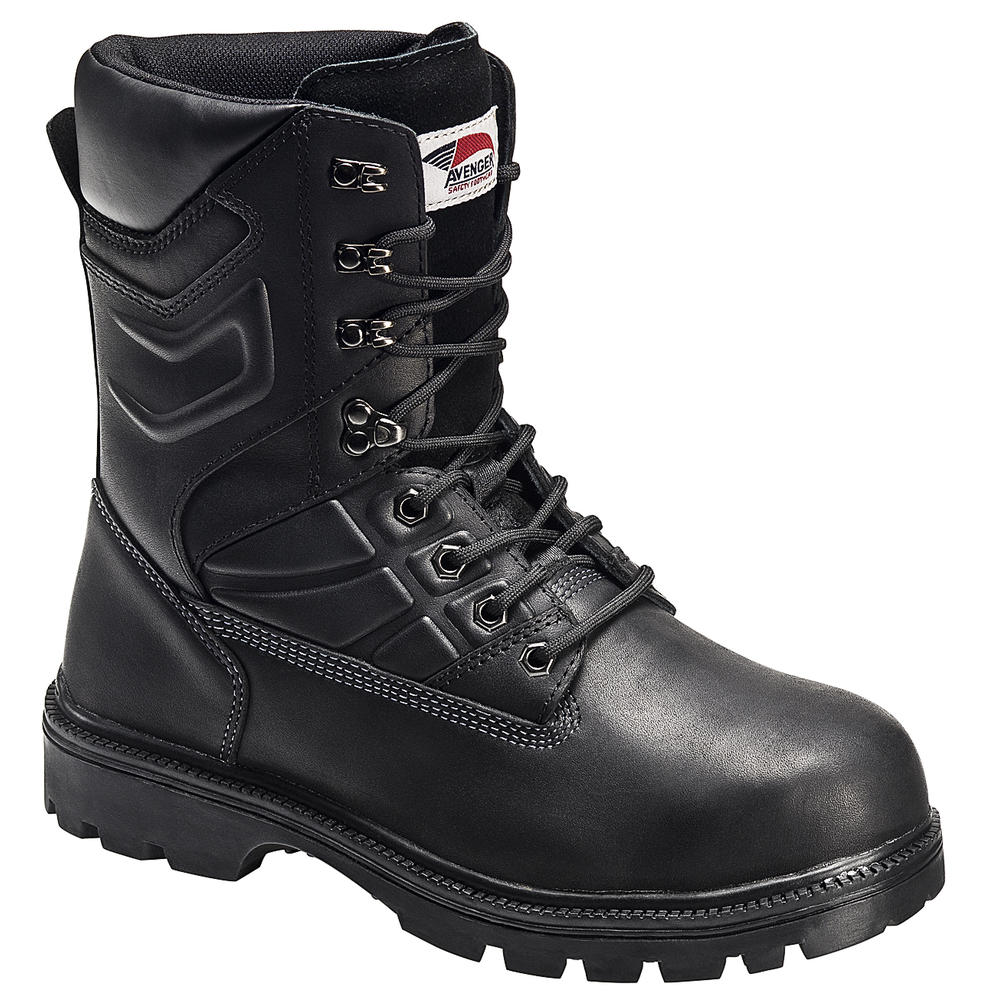 Avenger Safety Footwear Men's 8" Steel Toe EH Internal Metatarsal Guard Boot A7310 - Black