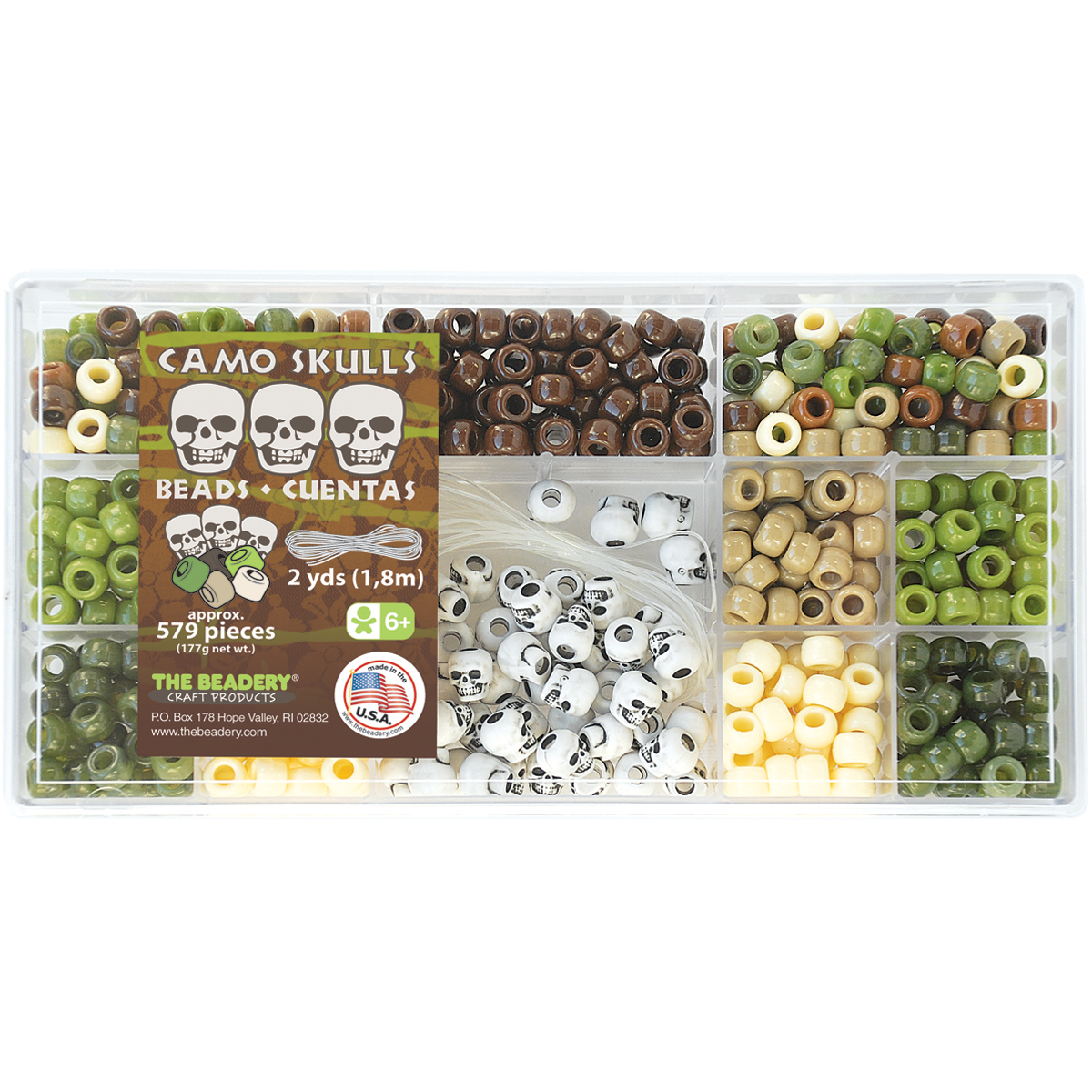 The Beadery Bead Box Kit 579 Beads Camo Skulls