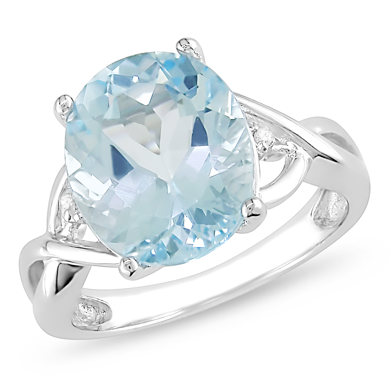 Amour 0.01 Carat T.W. Diamond and 5 1/2 Carat T.G.W. Blue Topaz Fashion Ring in Sterling Silver I3
