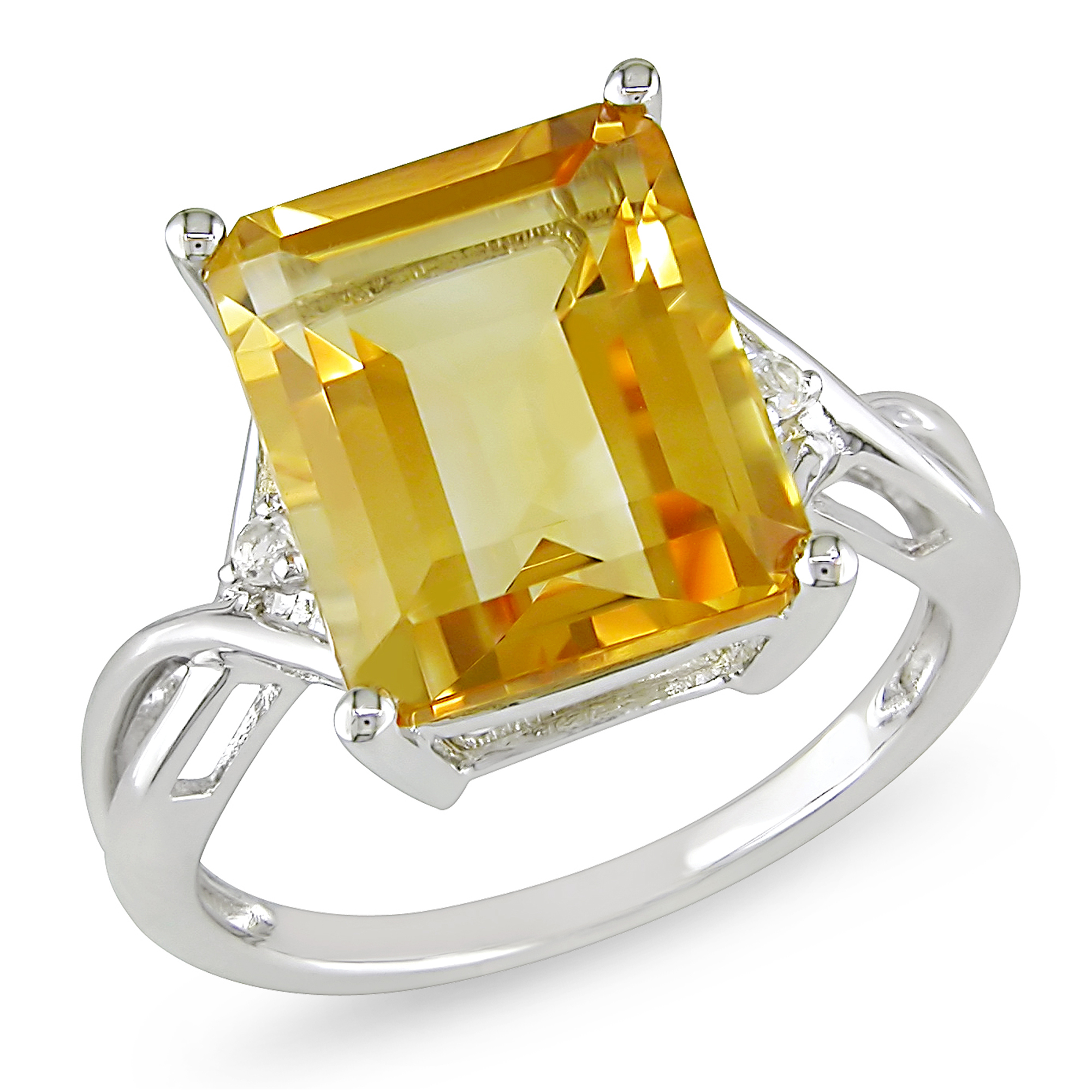 Amour 6 5/8 Carat T.G.W. Citrine White Topaz Fashion Ring in Sterling Silver