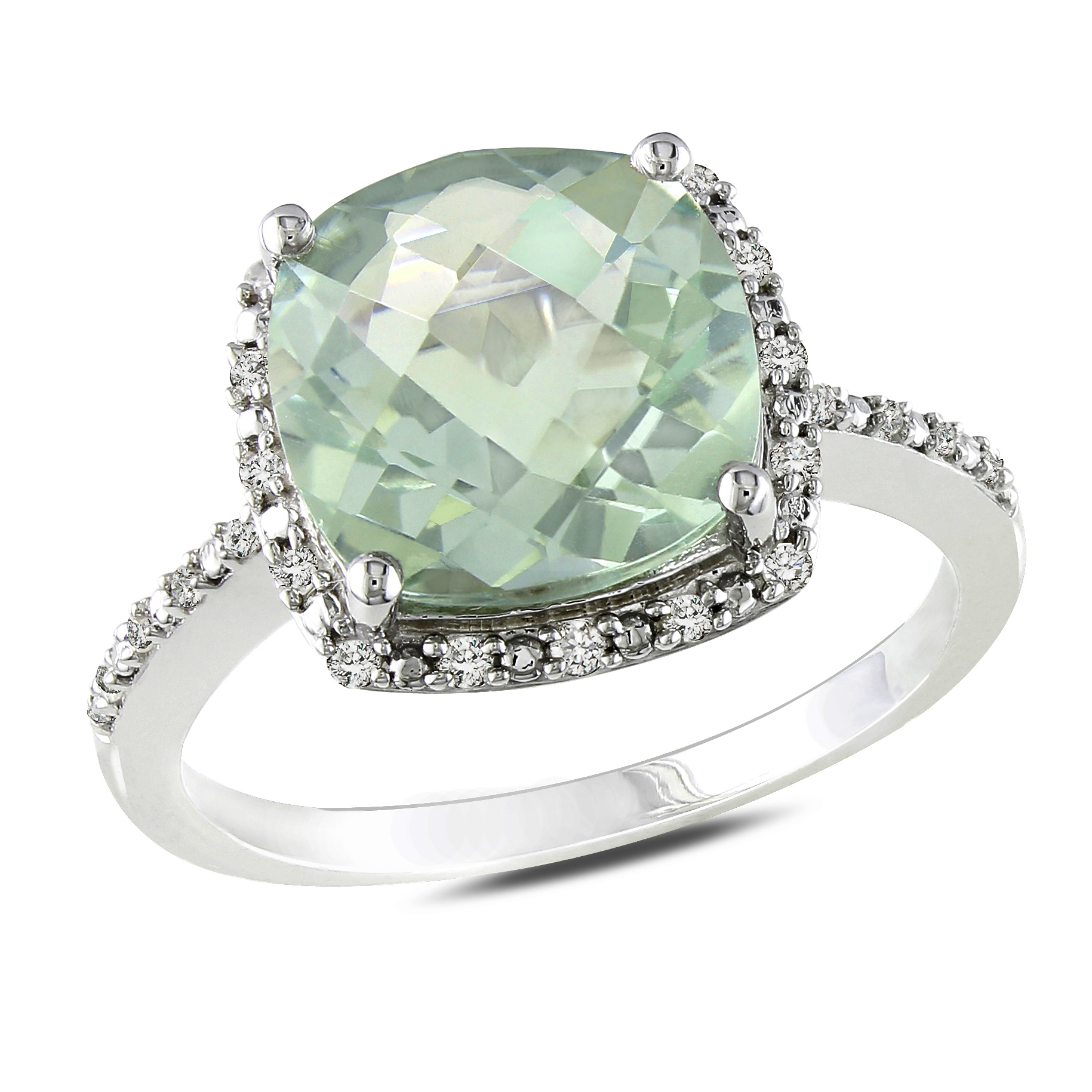 Amour 1/10 Carat T.W. Diamond and 4 Carat T.G.W. Green Amethyst Fashion Ring in Sterling Silver GH I3