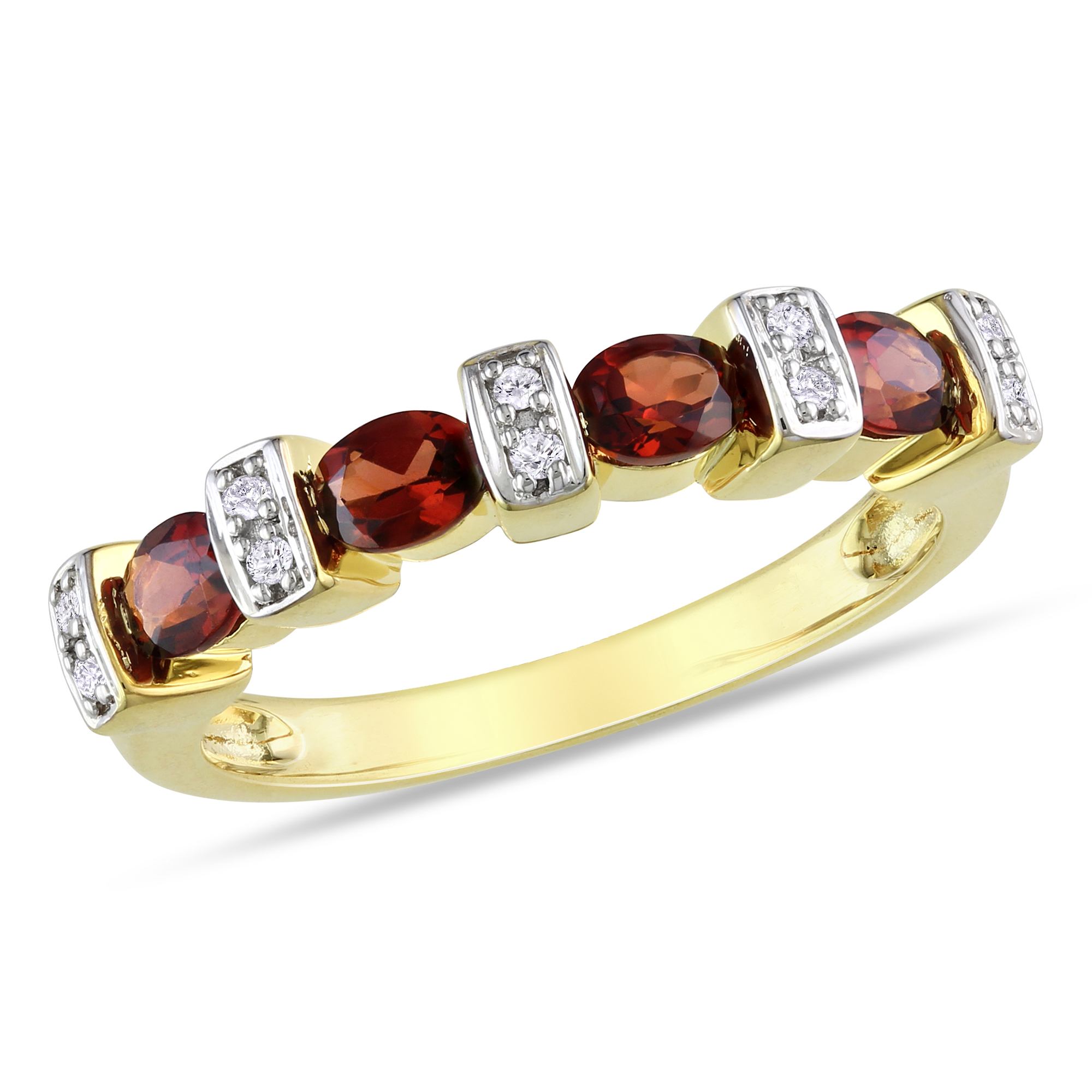 Amour 0.05 Carat T.W. Diamond and 1 Carat T.G.W. Garnet Fashion Ring in Gold Plated Sterling Silver GH I3