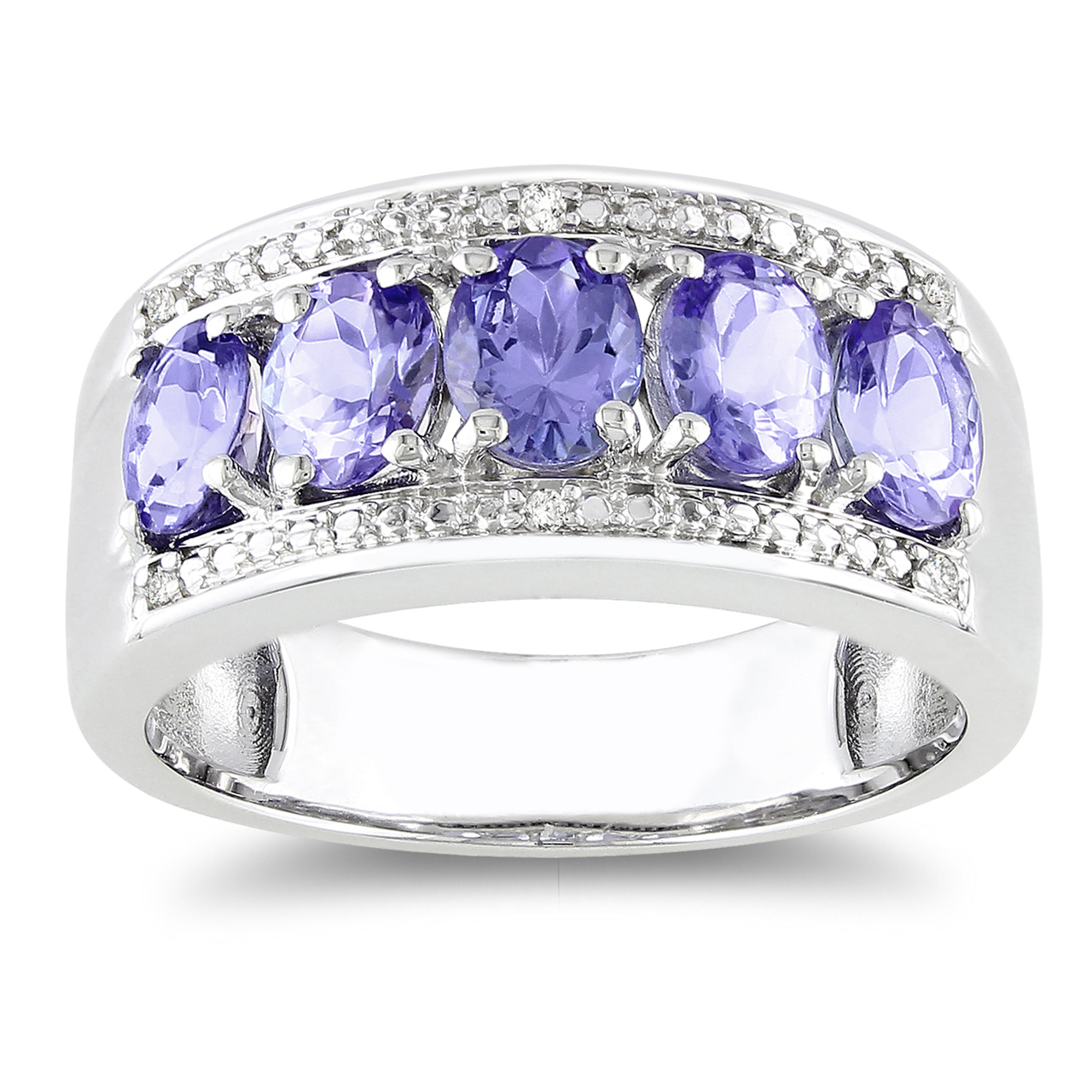 Amour 0.03 Carat T.W. Diamond and 1 1/2 Carat T.G.W. Tanzanite Fashion Ring in Sterling Silver GH I3