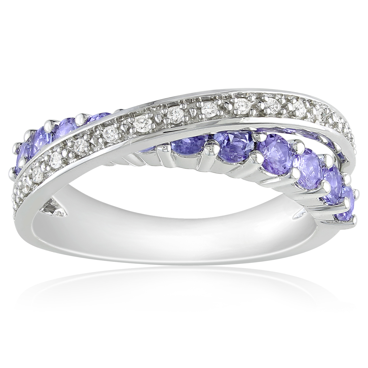 Amour 1/10 Carat T.W. Diamond and 3/4 Carat T.G.W. Tanzanite Fashion Ring in Sterling Silver GH I3
