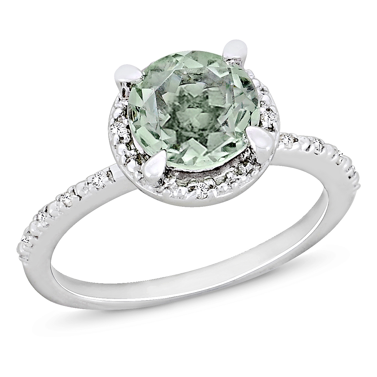 Amour 0.05 Carat T.W. Diamond and 1 1/6 Carat T.G.W. Green Amethyst Fashion Ring in Sterling Silver GH I3