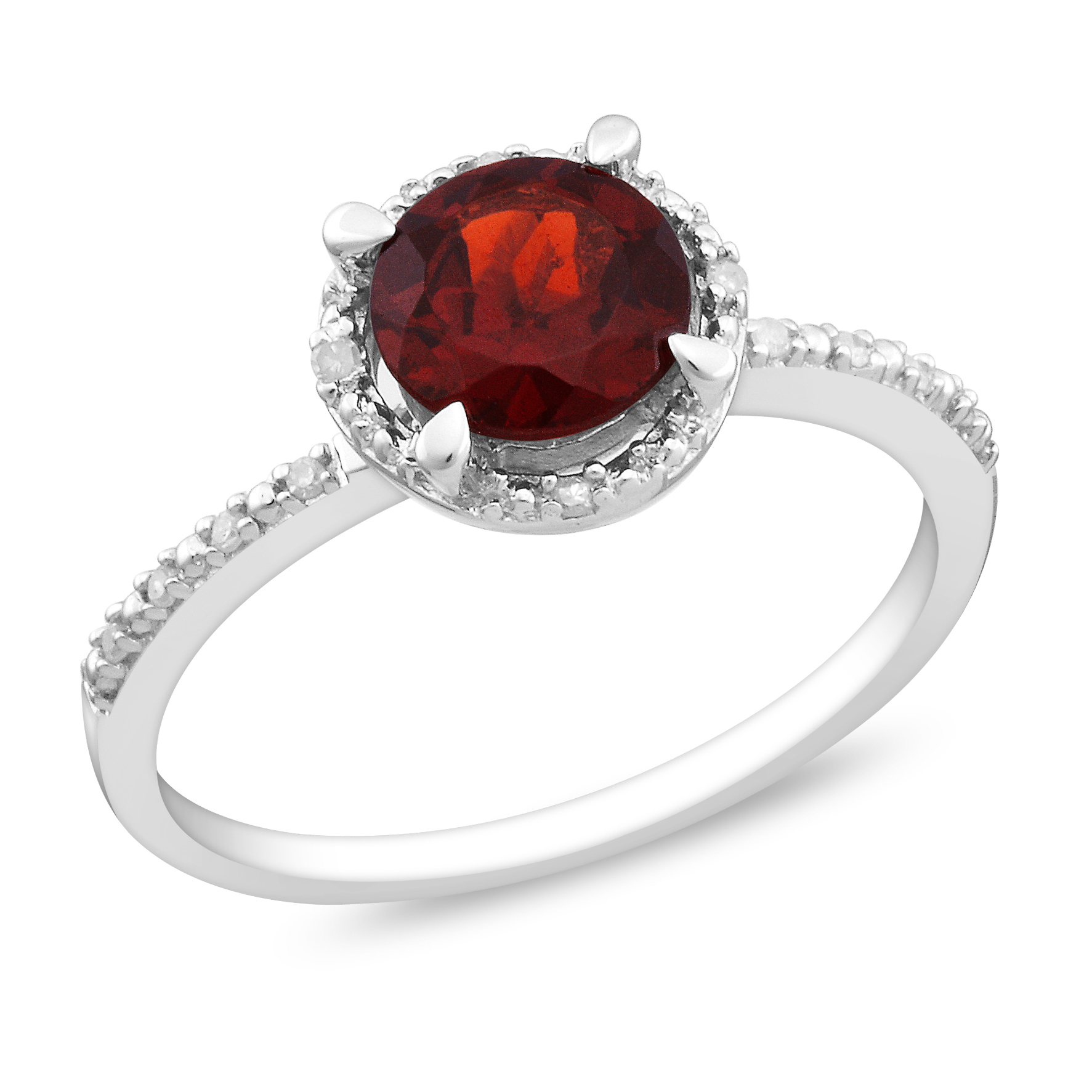 Amour 0.05 Carat T.W. Diamond and 1 5/8 Carat T.G.W. Garnet Fashion Ring in Sterling Silver GH I3