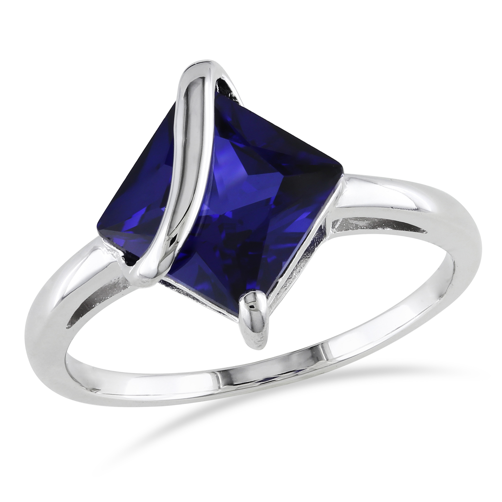 Amour 2 4/5 Carat T.G.W. Created Blue Sapphire Fashion Ring in Sterling Silver