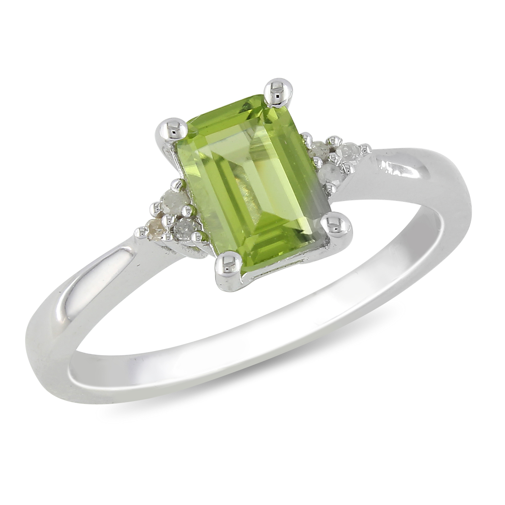 Amour 0.03 Carat T.W. Diamond and 1 Carat T.G.W. Peridot Fashion Ring in Sterling Silver I3