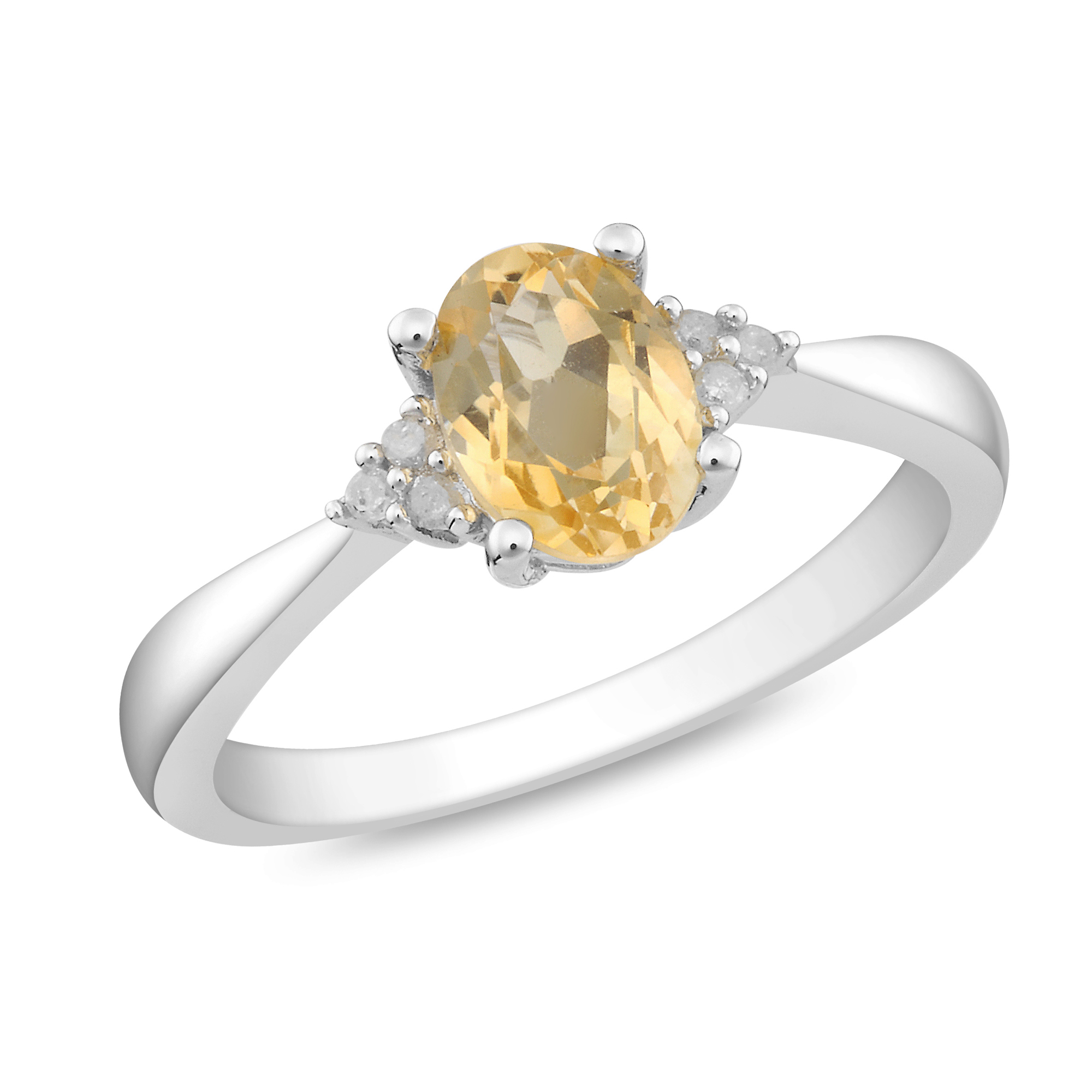 Amour 0.03 Carat T.W. Diamond and 3/4 Carat T.G.W. Citrine Fashion Ring in Sterling Silver I3