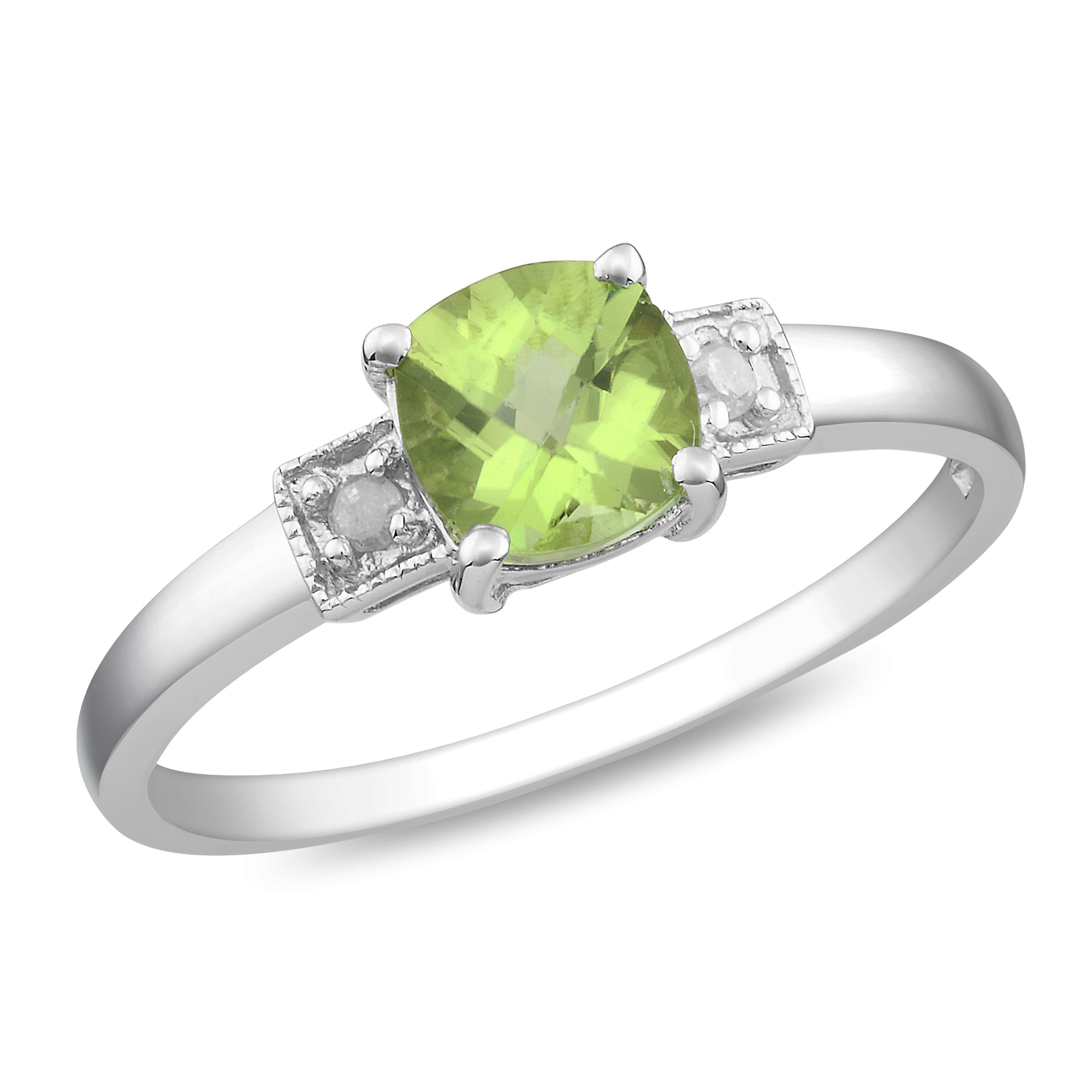 Amour 0.04 Carat T.W. Diamond and 1 1/10 Carat T.G.W. Peridot Fashion Ring in Sterling Silver I3