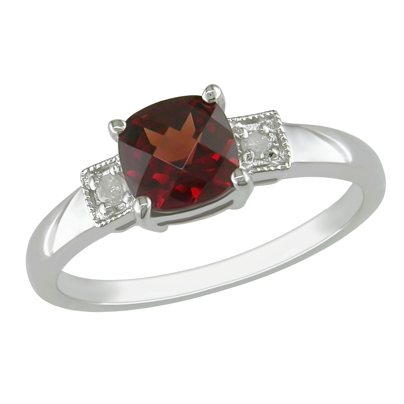 Amour 0.04 Carat T.W. Diamond and 1 1/3 Carat T.G.W. Garnet Fashion Ring in Sterling Silver I3