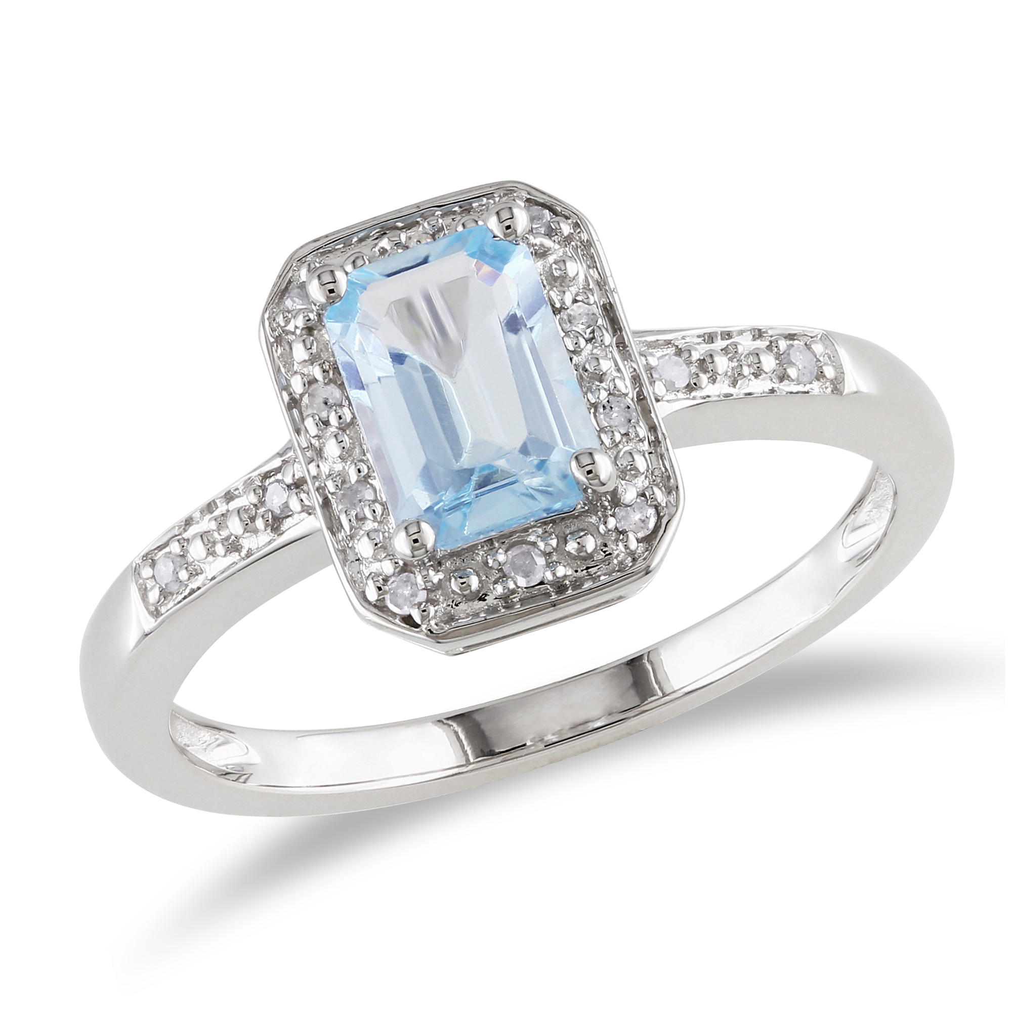 Amour 0.06 Carat T.W. Diamond and 1 1/5 Carat T.G.W. Blue Topaz Fashion Ring in Sterling Silver I3