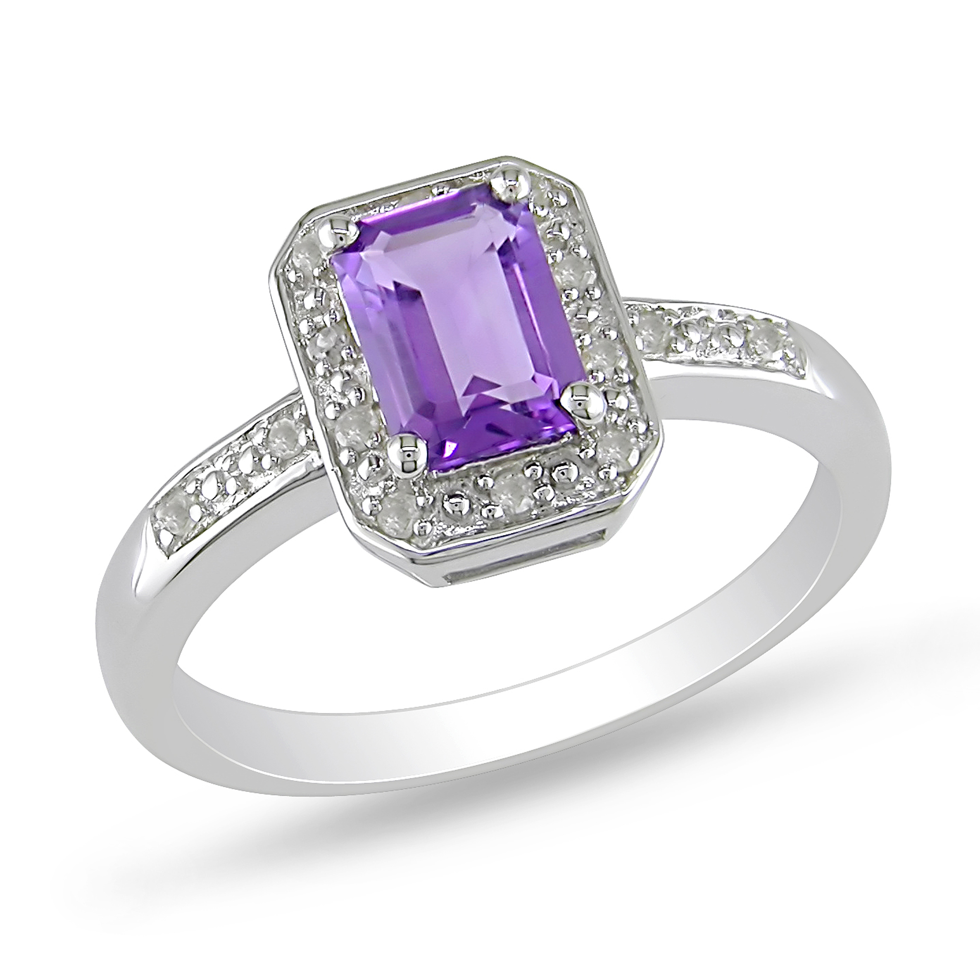 Amour 0.06 Carat T.W. Diamond and 7/8 Carat T.G.W. Amethyst Fashion Ring in Sterling Silver I3