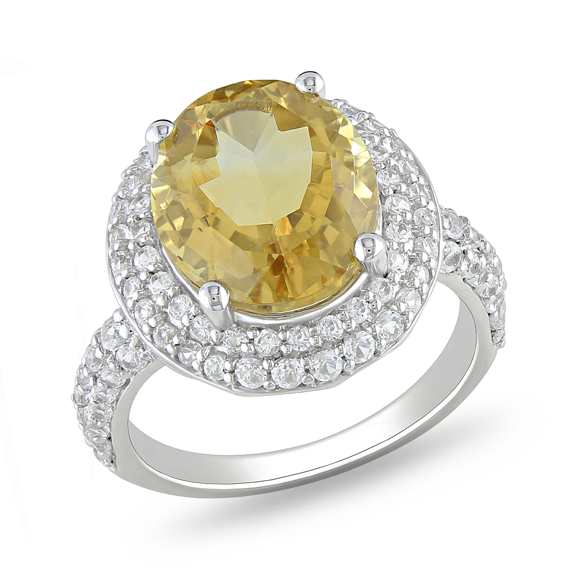 Amour 5 2/5 Carat T.G.W. Citrine Created White Sapphire Fashion Ring in Sterling Silver