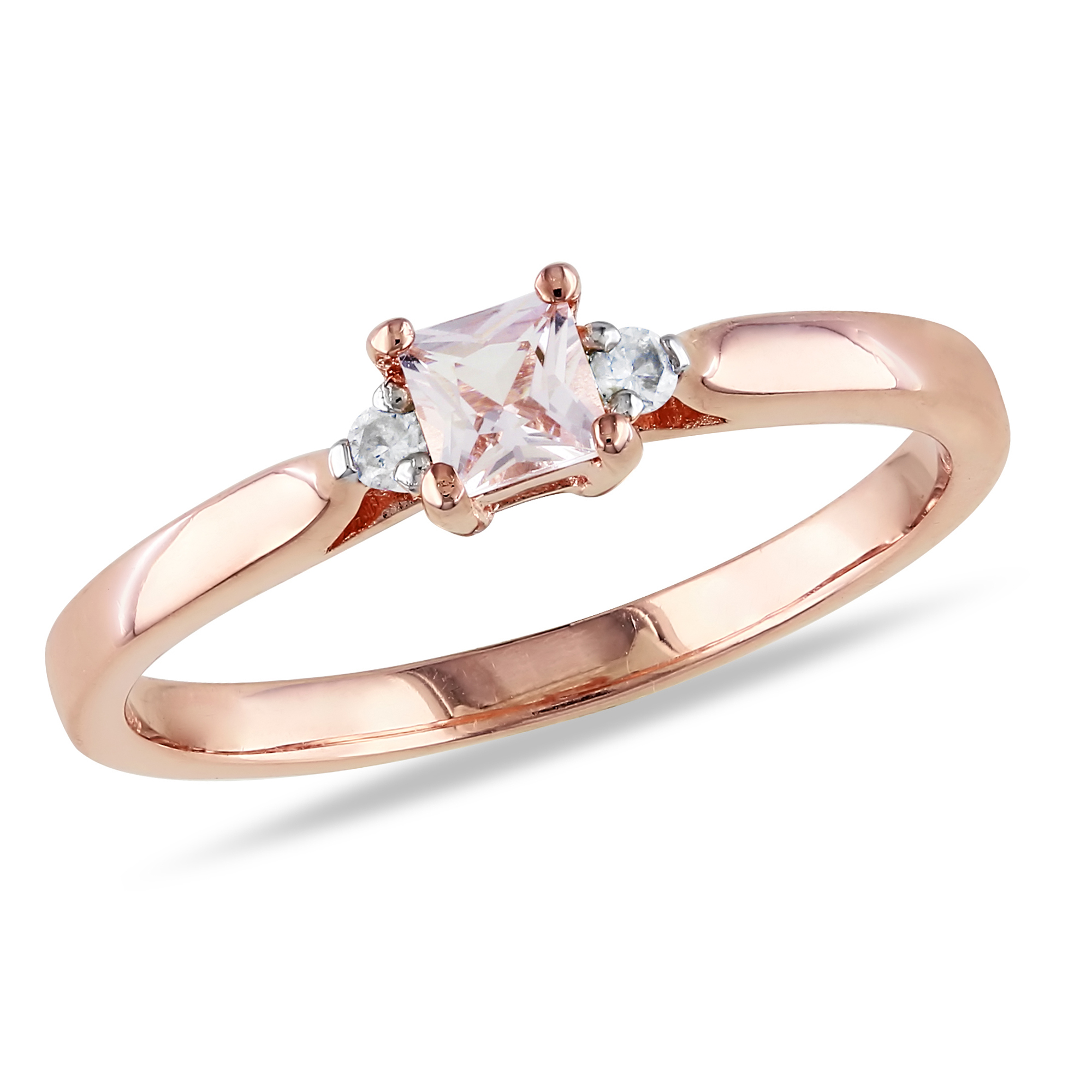 Amour 0.04 Carat T.W. Diamond and 1/5 Carat T.G.W. Morganite Fashion Ring Pink Sterling Silver GH I2;I3