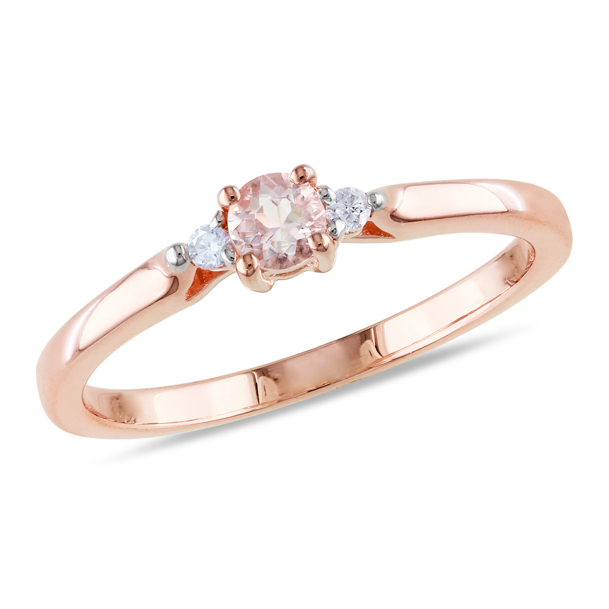 Amour 0.04 Carat T.W. Diamond and 1/6 Carat T.G.W. Morganite Fashion Ring Pink Sterling Silver GH I2;I3
