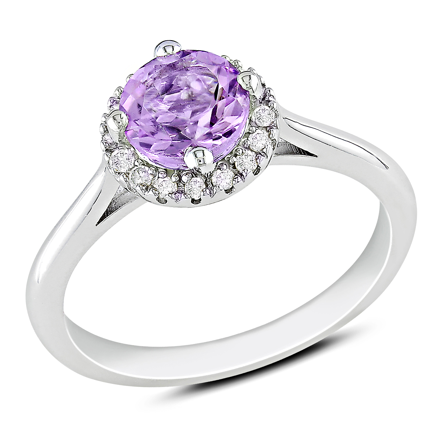 Amour 1/10 Carat T.W. Diamond and 5/8 Carat T.G.W. Amethyst Fashion Ring in Sterling Silver GH I3