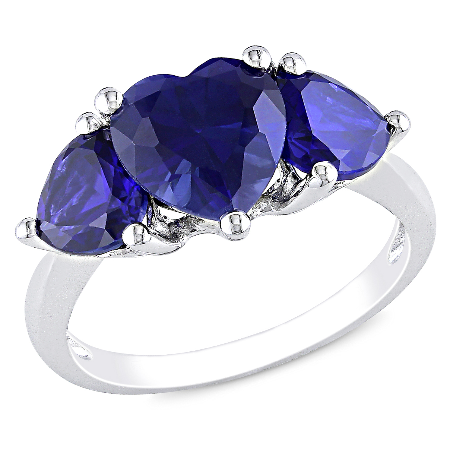 Amour 4 1/10 Carat T.G.W. Created Blue Sapphire Fashion Ring in Sterling Silver